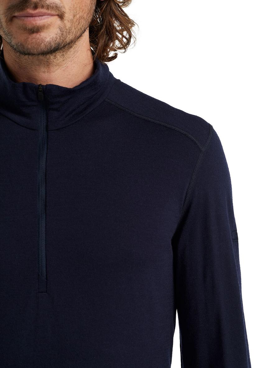 Midnight Navy Icebreaker Merino 200 Oasis Long Sleeve Half Zip Thermal Top Men's Base Layers | AU 1359OKIR